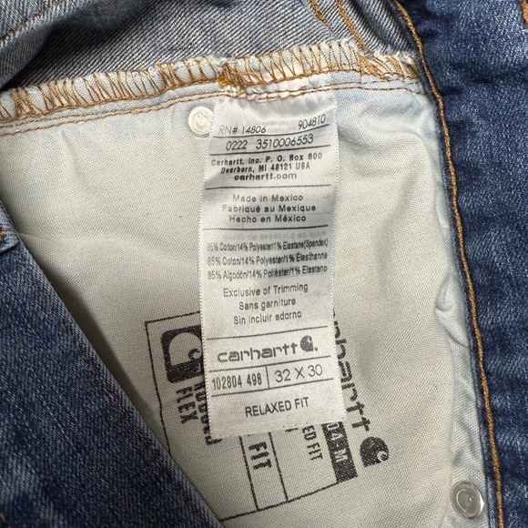 Carhartt Mens Rugged Flex Jeans 32x30 Relaxed Fit Blue Denim Work Pants - Picture 6 of 13